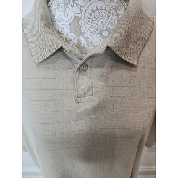 Haggar Mens Beige Short Sleeve Polo Shirt W/ Stitched Checks XXL - Picture 2 of 6